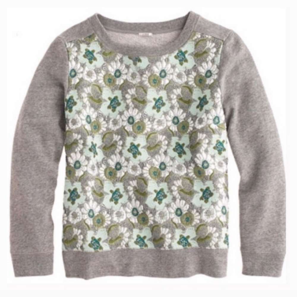 J.CREW METALLIC FLORAL SWEATSHIRT SWEATER XS EUC